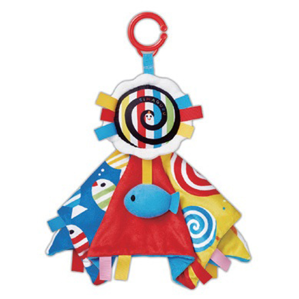 しましまぐるぐる　タグいっぱい！ふわふわベビーブランケット　